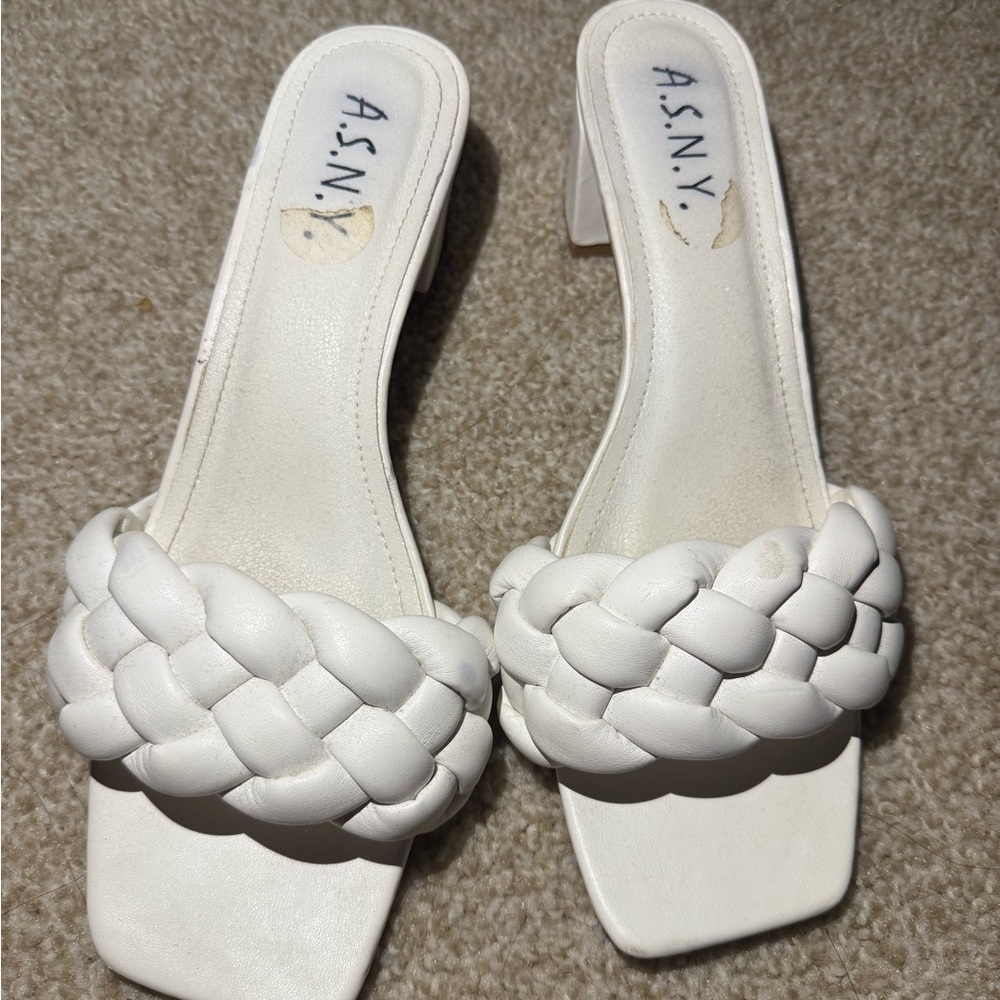 Women's White Braided Sandals